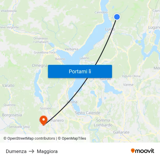 Dumenza to Maggiora map