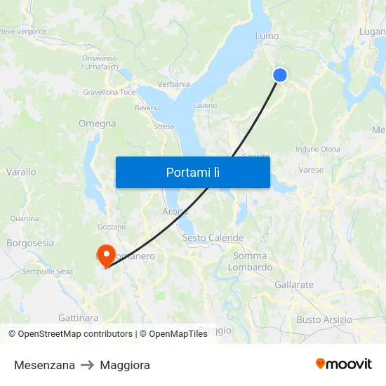 Mesenzana to Maggiora map