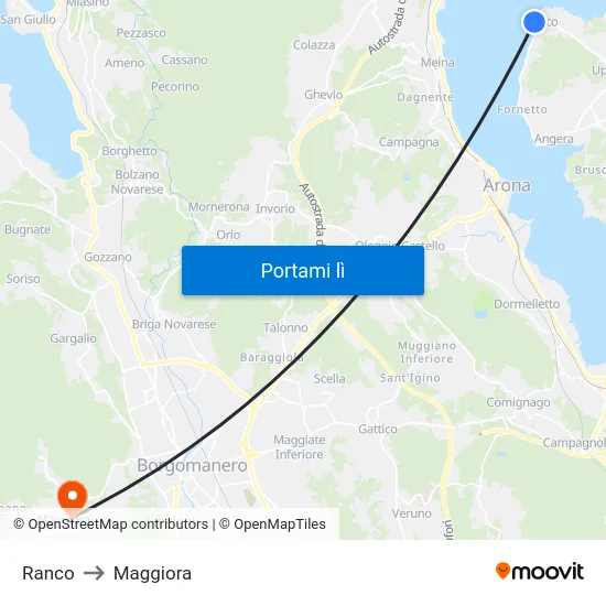 Ranco to Maggiora map