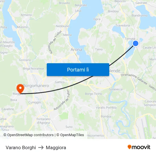 Varano Borghi to Maggiora map