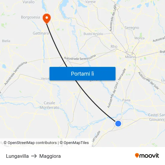 Lungavilla to Maggiora map