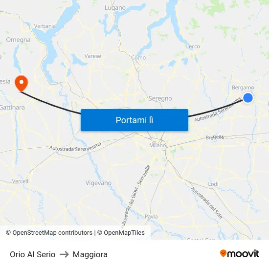 Orio Al Serio to Maggiora map