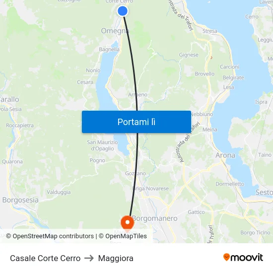 Casale Corte Cerro to Maggiora map
