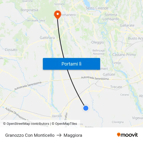 Granozzo Con Monticello to Maggiora map