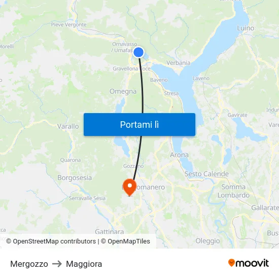 Mergozzo to Maggiora map