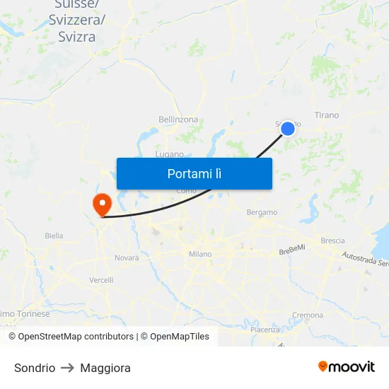 Sondrio to Maggiora map