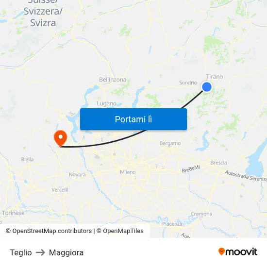 Teglio to Maggiora map