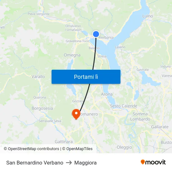 San Bernardino Verbano to Maggiora map