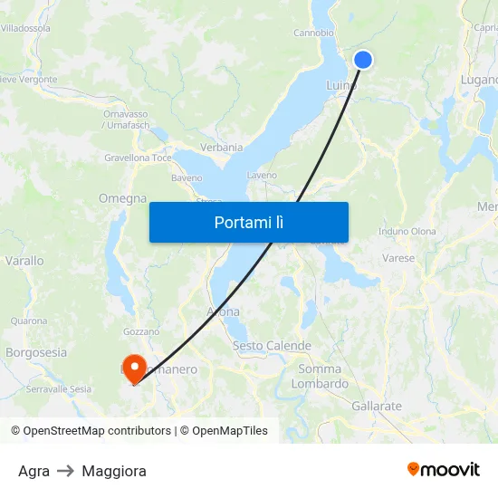 Agra to Maggiora map