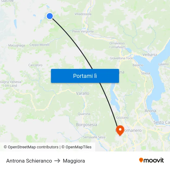 Antrona Schieranco to Maggiora map