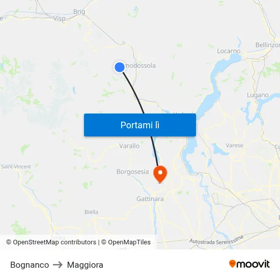 Bognanco to Maggiora map