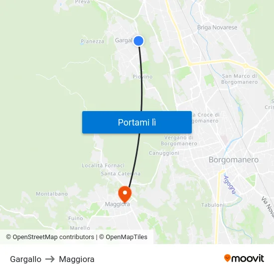 Gargallo to Maggiora map