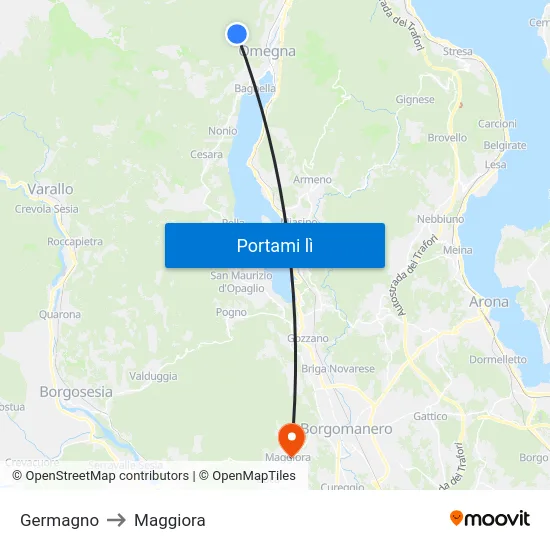 Germagno to Maggiora map