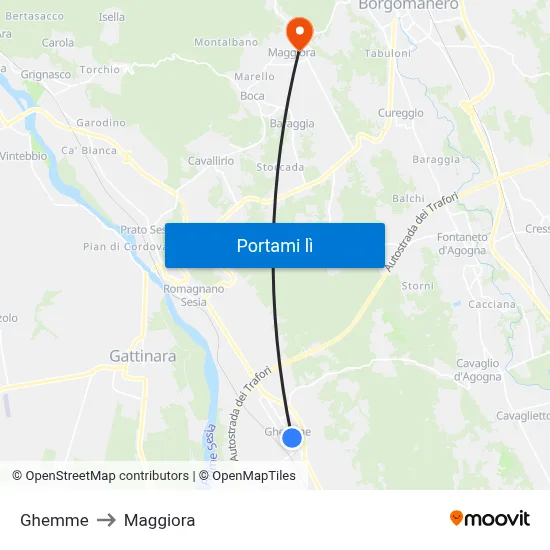 Ghemme to Maggiora map