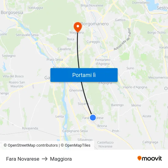 Fara Novarese to Maggiora map