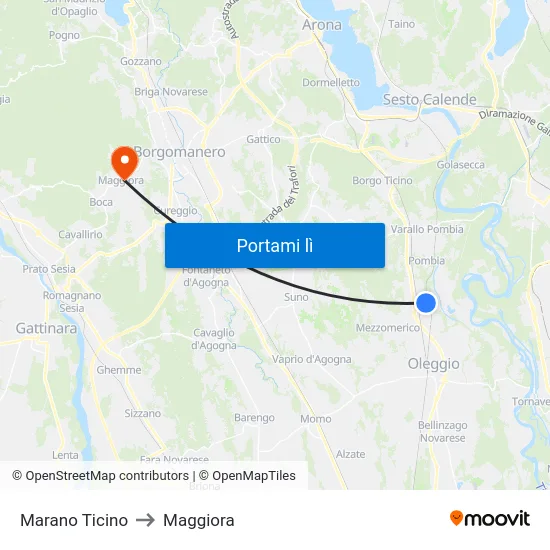 Marano Ticino to Maggiora map