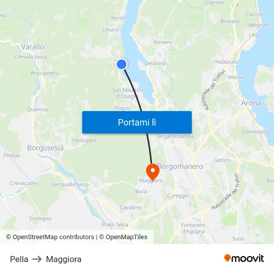 Pella to Maggiora map