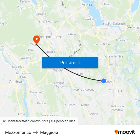 Mezzomerico to Maggiora map