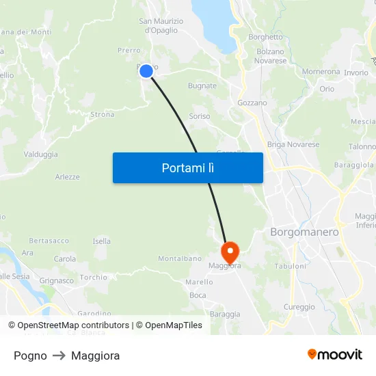 Pogno to Maggiora map