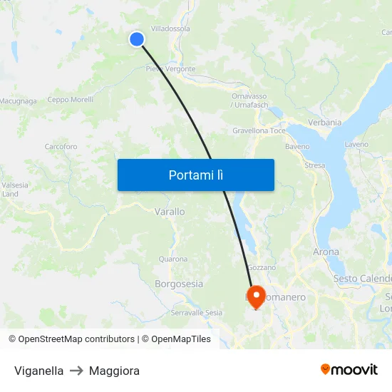 Viganella to Maggiora map