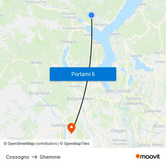 Cossogno to Ghemme map