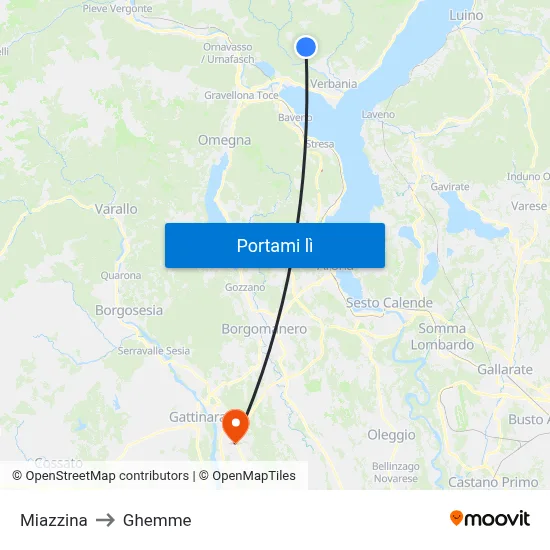 Miazzina to Ghemme map