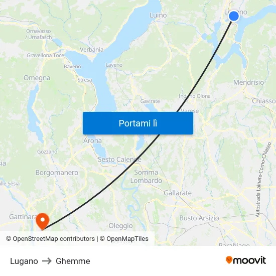 Lugano to Ghemme map