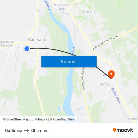 Gattinara to Ghemme map