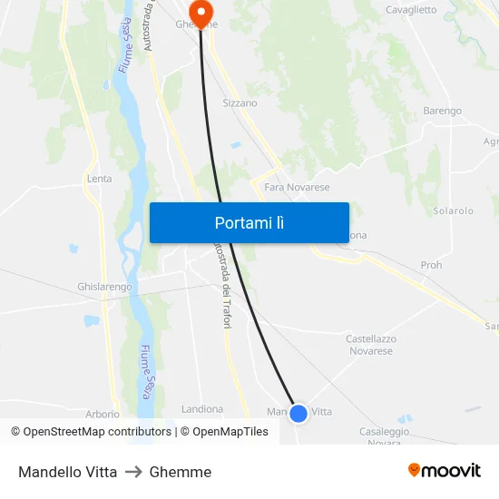 Mandello Vitta to Ghemme map