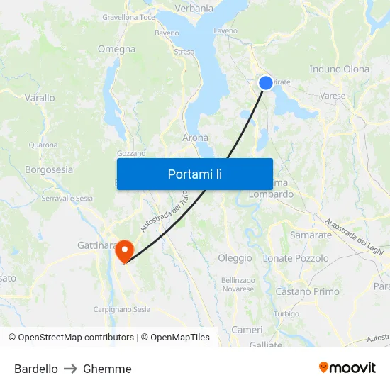 Bardello to Ghemme map