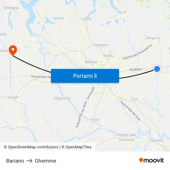 Bariano to Ghemme map