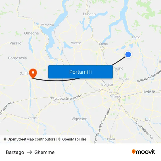 Barzago to Ghemme map