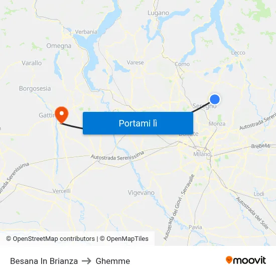 Besana In Brianza to Ghemme map