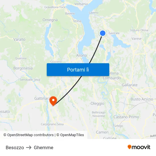 Besozzo to Ghemme map