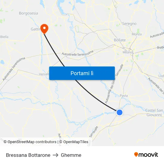 Bressana Bottarone to Ghemme map