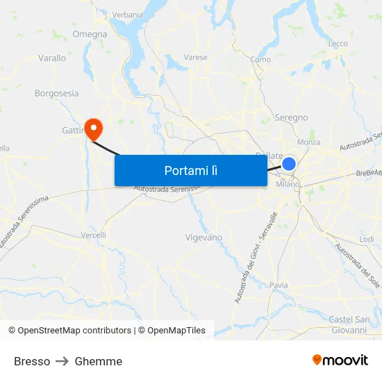 Bresso to Ghemme map