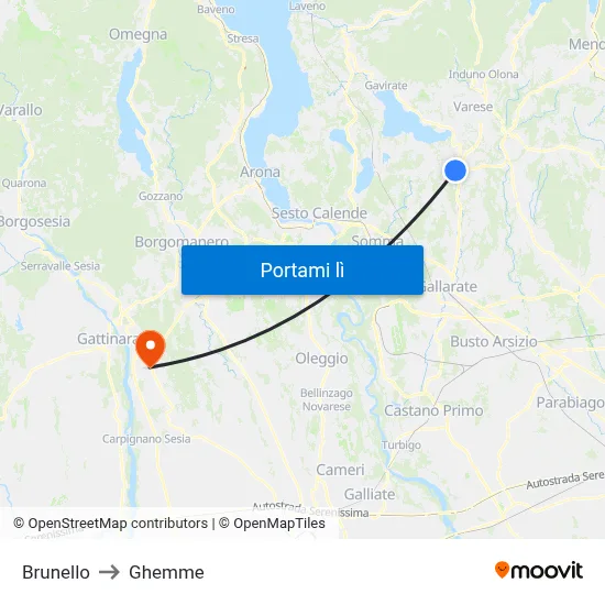 Brunello to Ghemme map