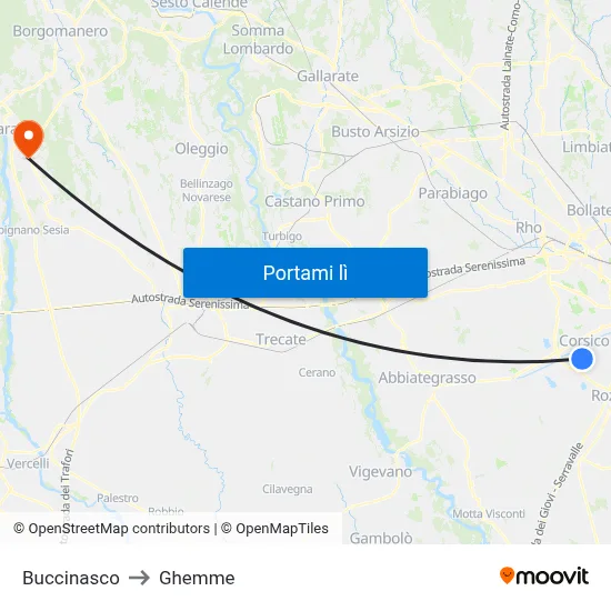 Buccinasco to Ghemme map