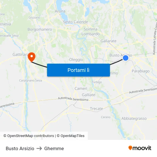 Busto Arsizio to Ghemme map