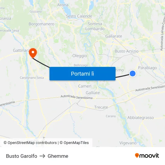 Busto Garolfo to Ghemme map