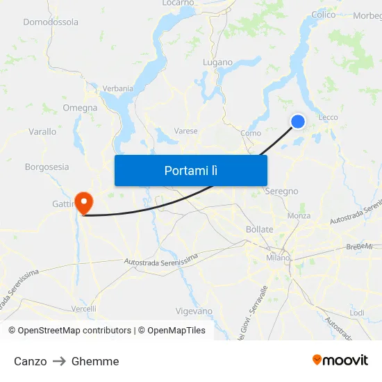Canzo to Ghemme map
