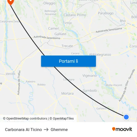 Carbonara Al Ticino to Ghemme map