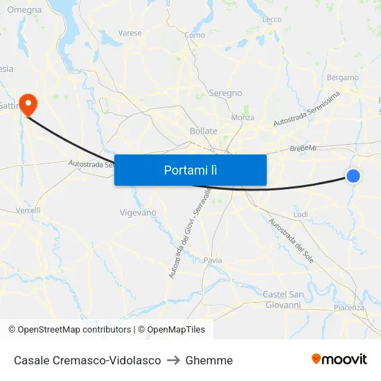 Casale Cremasco-Vidolasco to Ghemme map