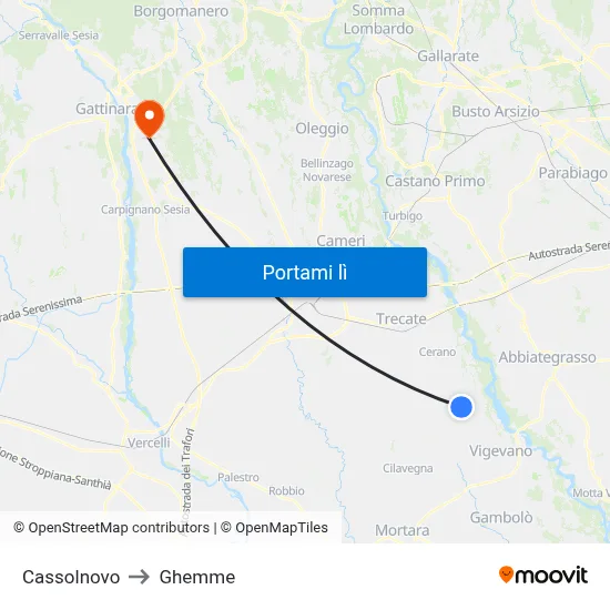 Cassolnovo to Ghemme map