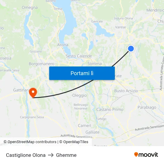 Castiglione Olona to Ghemme map