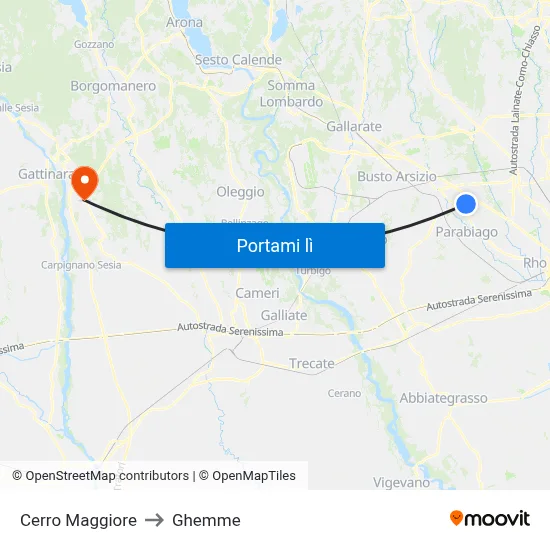 Cerro Maggiore to Ghemme map