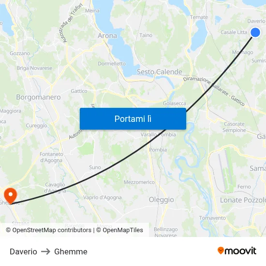 Daverio to Ghemme map