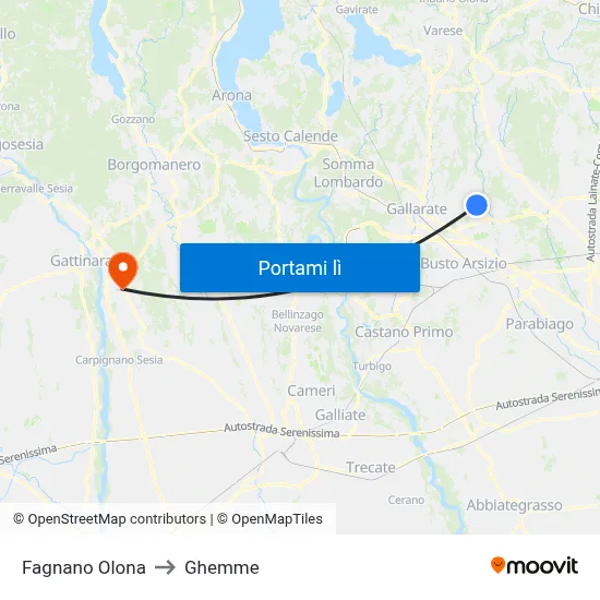 Fagnano Olona to Ghemme map