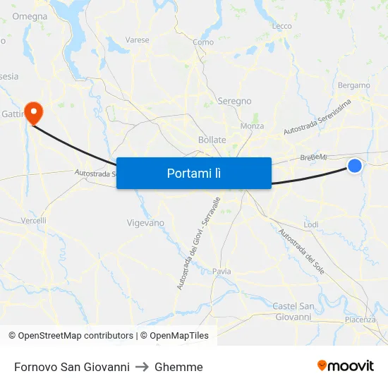 Fornovo San Giovanni to Ghemme map