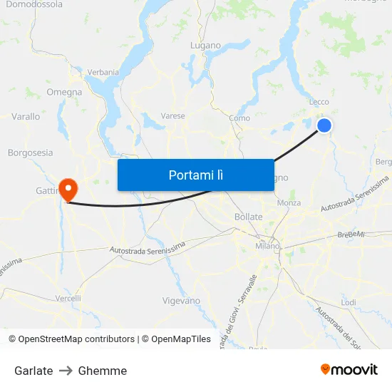 Garlate to Ghemme map